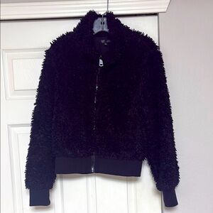 Zara TRF Teddy black bomber jacket
